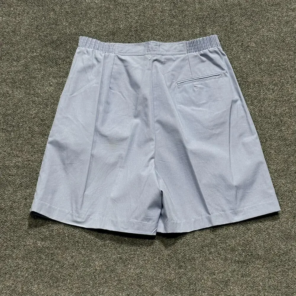Lady La Mode Shorts Womens 14 Blue Pleated Chino Elastic Waist Buckle Casual